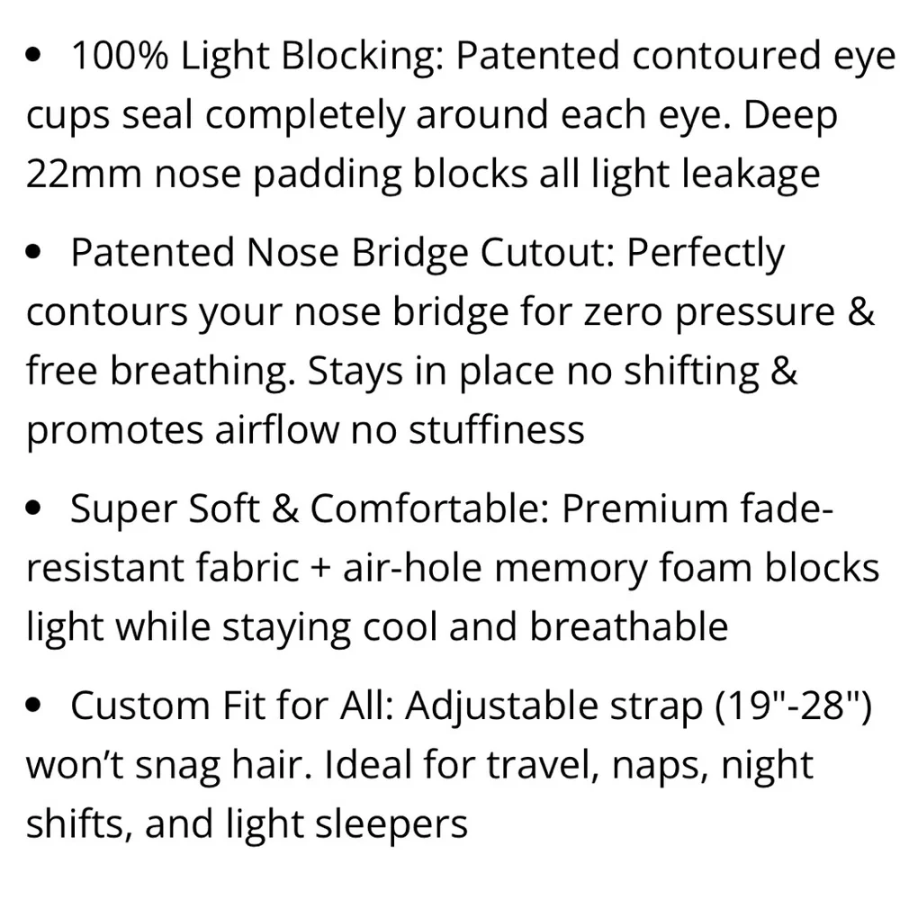 Black 3D Sleep Mask Zero Eye Pressure